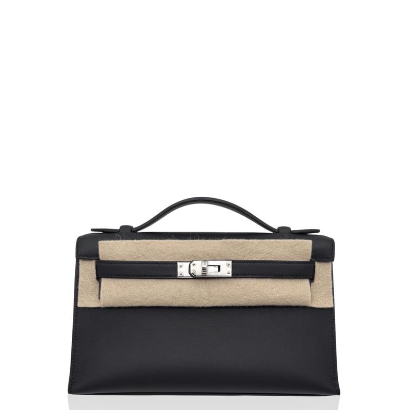 Pre-owned HERMÈS Leather tote bags Hermes Kelly Pochette Swift 89 Noir (cr0721a1)