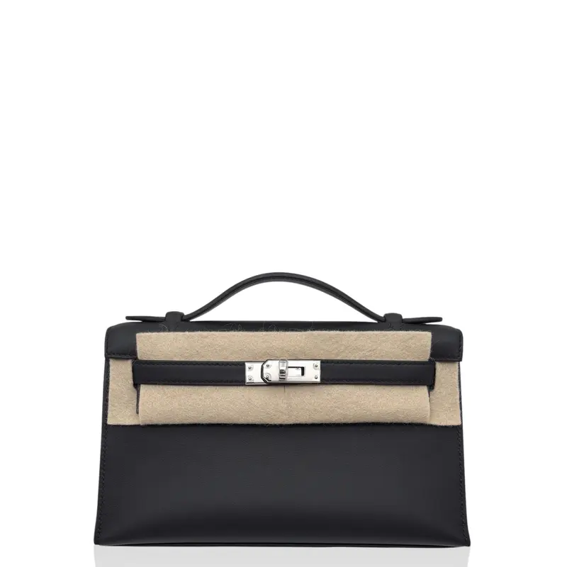 Pre-owned HERMÈS Leather tote bags Hermes Kelly Pochette Swift 89 Noir (cr0721a1)