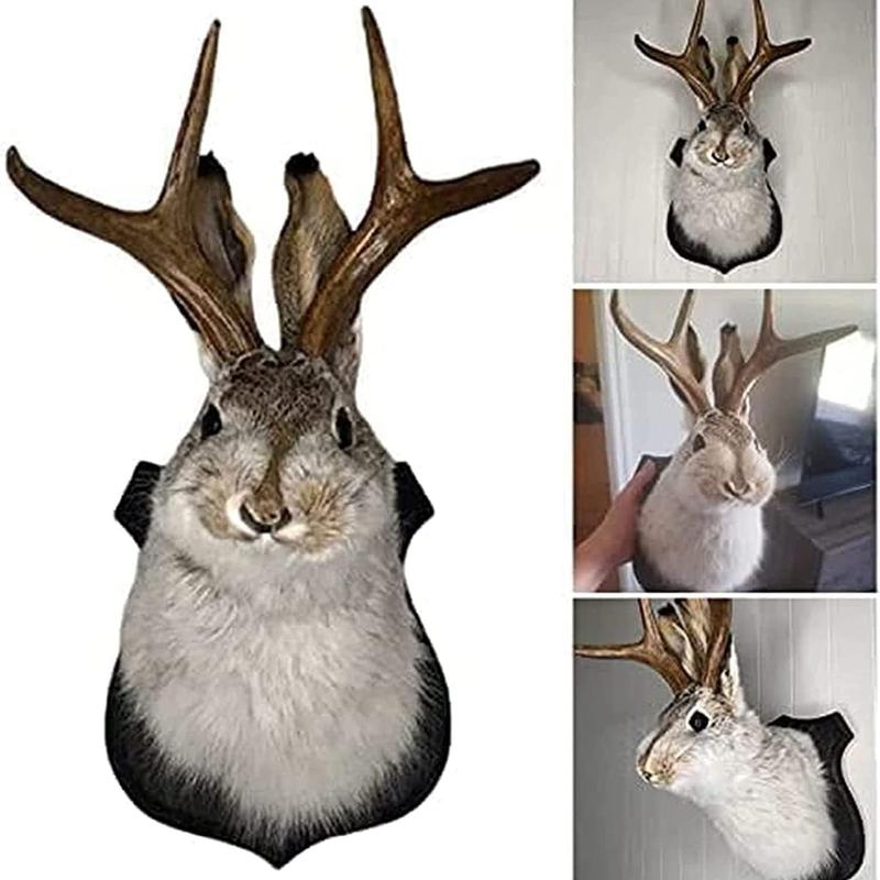YXMKJOS Jackalope Mount Resin Deer Head Wall Decor for Home Wall Decoration Unique Animal Wall Mount