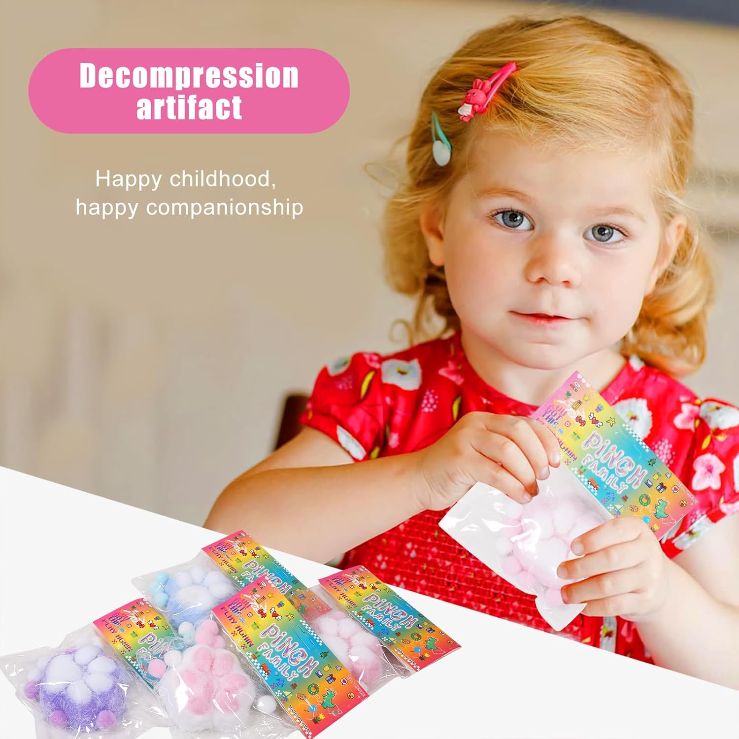 3PCS Cat Paw Squishy Toys – Large 3.15in Kawaii Fidget Squishies for Kids & Adults, Soft Sticky Squeeze Fur Ball Stress Relief Toy, Funny Jelly Novelty