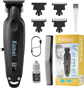 KEMEI 2293 Professional Hair/  for Men Zero Gapped Hair  for Barber with T Blade, Cordless  Visit the KEMEI Store rechargeable beard trimmer LCD Display glaker  hair clippers Comfort Brush