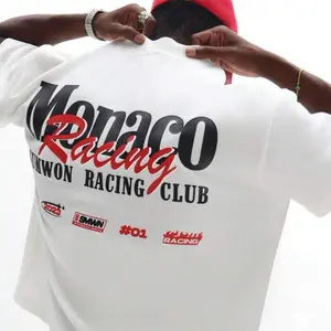 VAULT - Monaco Racing Club Oversized Graphic T-Shirt Racing Team Boxy Fit Streetwear Casual Weekend Racing Club Short Sleeve Tee - USA MADE