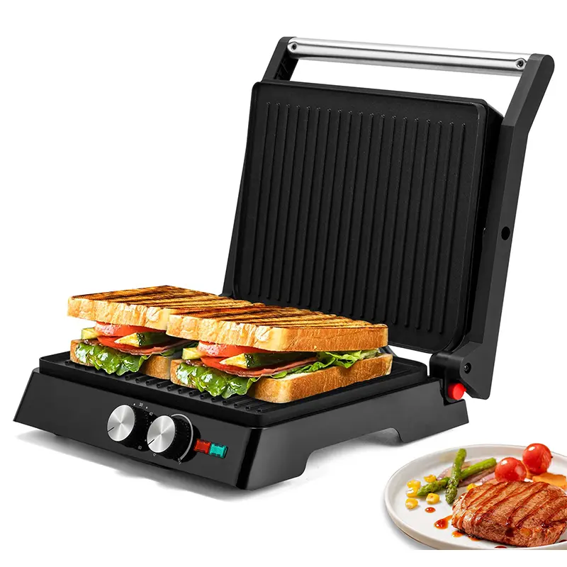 SUSTEAS Indoor Electric Grill Panini Grill 180 Degree Adjustability, 1500W Double-Sided Heating, 3-IN-1 Functionality for Burgers, Steaks & More Nonstick Griddle Stainless Steel Grilling Sandwich Toaster summerwins