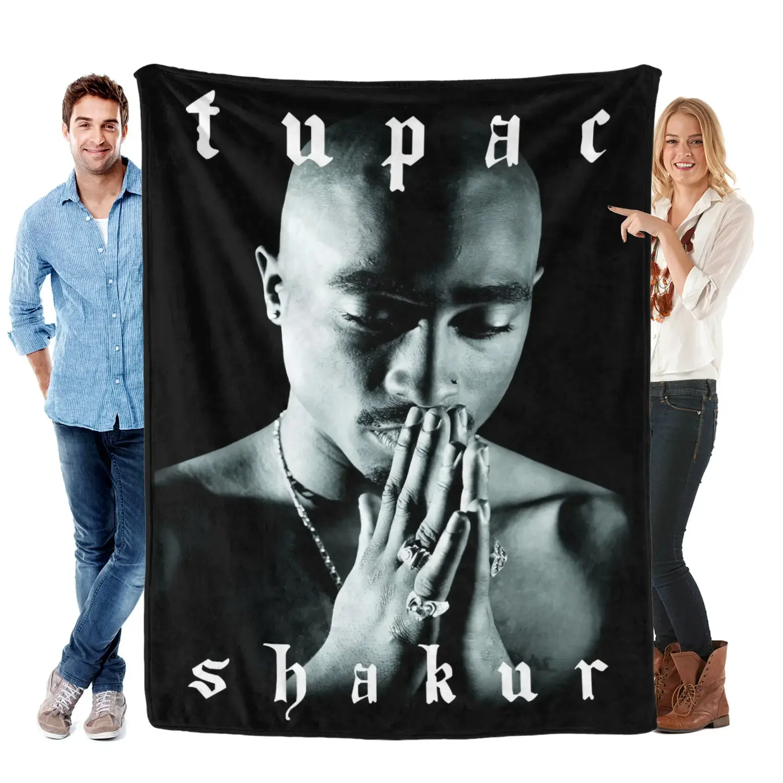 Tupac Shakur Praying Portrait Flannel Throw Blanket 90s Hip Hop Legend Print Ultra Soft Cozy Warm Blanket For Adults Fans Sofa Bed Bedroom Living Room Rap Room Decor Birthday Gifts Viral 2026