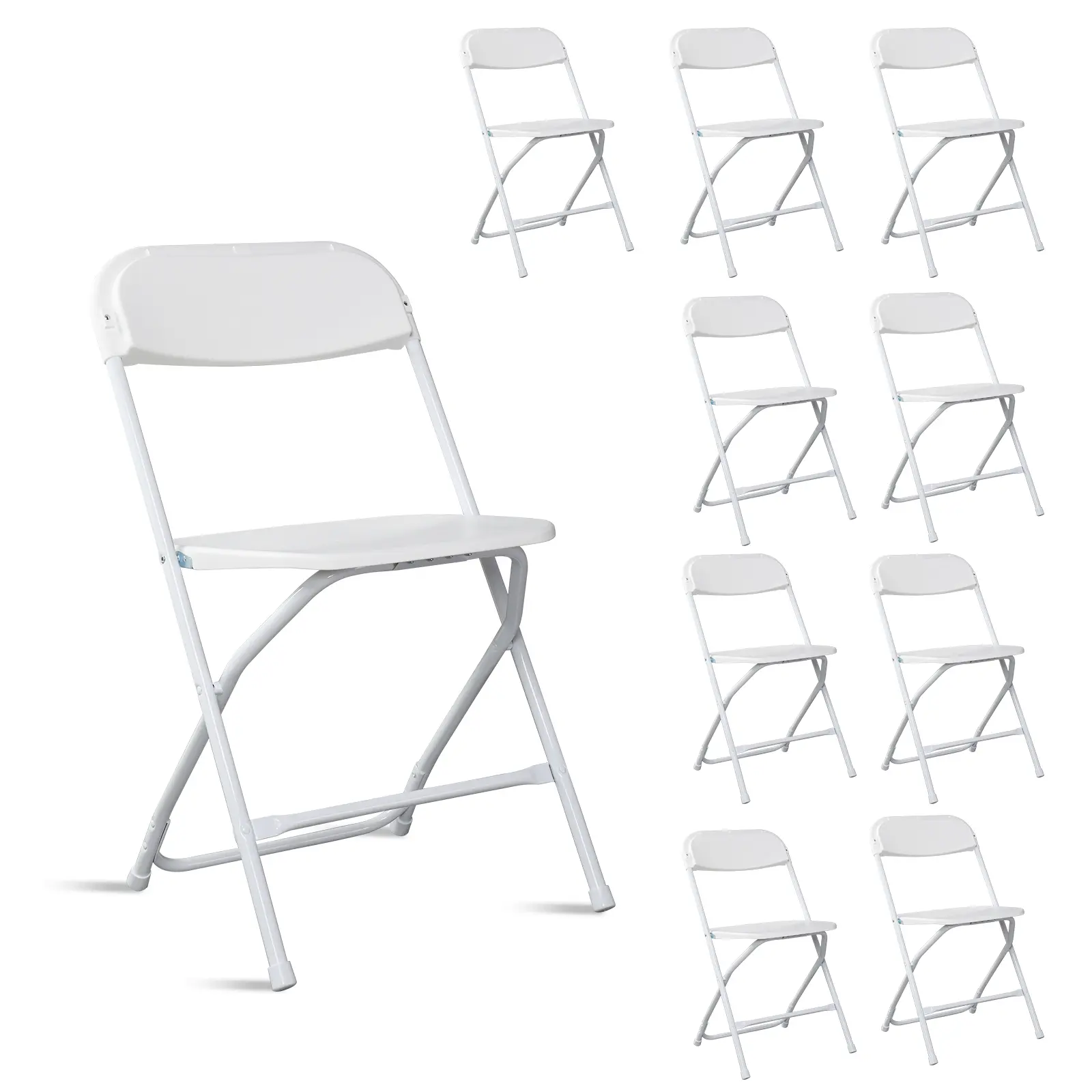 4/6/10 Pack White Black Plastic Folding Chair, Indoor Outdoor Portable Stackable Commercial Seat with Steel Frame 350lb. Capacity for Events Office Wedding Party Picnic Kitchen Dining