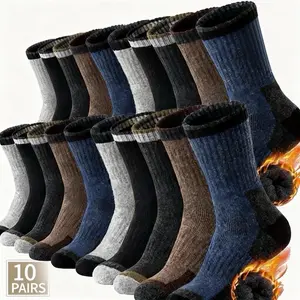 Sports Socks Merino Wool Men and Women Hiking Warm Winter Crew Socks Thick Cushion Moisture Wicking Knitted Fabric Sports Socks 20 Pairs Pack