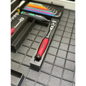 Icon 3/8'' Drive Flex Head Ratchet Holder – 2 Piece Design - Gridfinity 3D Printed Organizer For Comfort Grip