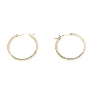POWERBEADS BY JEN Female Classic Gold Round Hoop Earrings - Stainless Steel Posts, Water-Resistant Fashion Costume Jewelry