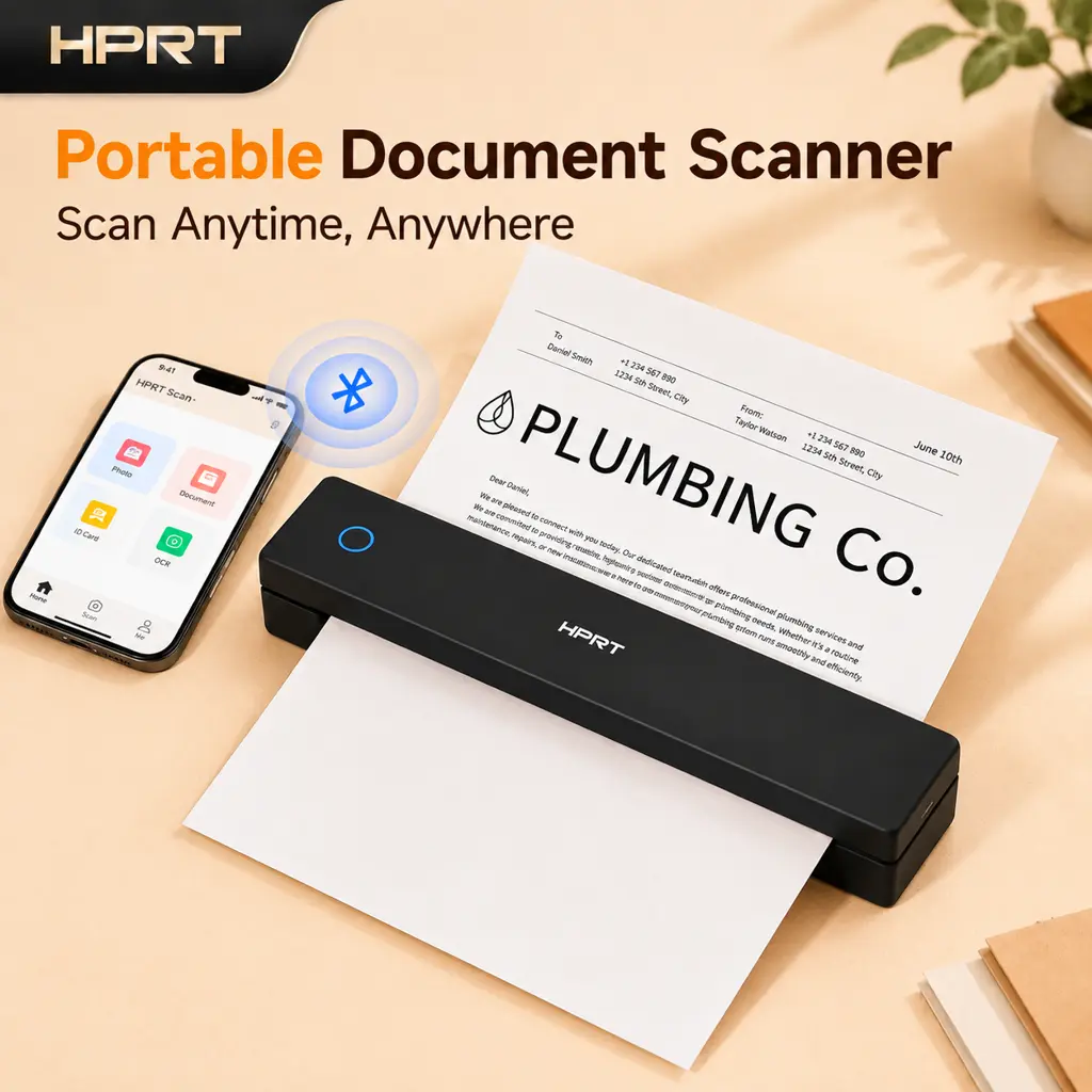 HPRT MT620 Portable Handheld Thermal Label Maker - Compact Lightweight Bluetooth Portable Handheld Printer with Batteries, 10.47×2.17×1.85in, Compatible with Android & iOS for Home, Office Use, Wireless Print, Windows/Ios/Android, Sticker Printer, Batteri
