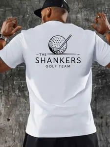 Shankers Golf Team Men's Short Sleeve Performance Polo With Club Ball Emblem Breathable Polyester Regular Fit Summer Golf Shirt For Sports Enthusiasts funny graphic tee t shirt