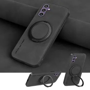 360° Spin Magnetic Stand forSamsung S25FE/S25edge/S24 Ultra/S24+/S23FE/S22plus/S21FE/S20/note10/note20 ultraCase, Luxury faux leather Protective Case for S25plus Phone Case, Fit for MagSafe, with Kickstand Rotatable, Fit for car holder, Cover