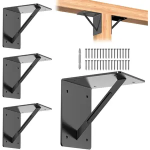4 Pcs Shelf Brackets, 6"x 6"x 5" L Right Angle Brackets, for l Brackets for Wood, Pergola,Gazebo,Furniture Reinforcement, etc.