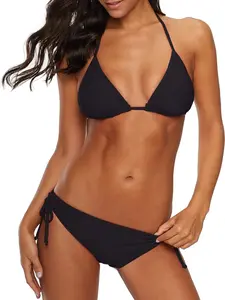 American Trends Women's 2-Piece String Triangle Halter Bikini Set, Adjustable Ties, Removable Pads, Quick-Dry Fabric, Bathing Suits, Swimsuits 2 Piece