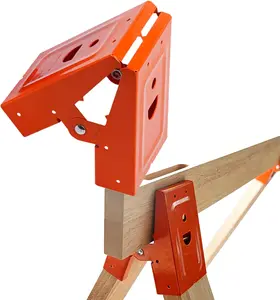 Heavy Duty Sawhorse Brackets for 2x4, 400 LBS Capacity, Metal Saw Horse Clamps - Orange, Pre-Drilled for Easy Assembly, 2 Pack - Ideal for Woodworking, Construction & DIY