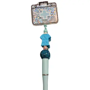 Handmade Beaded Pen with Real Attachment Hooks - Ink Black, Never Lose a Pen Again - Plastic and Metal