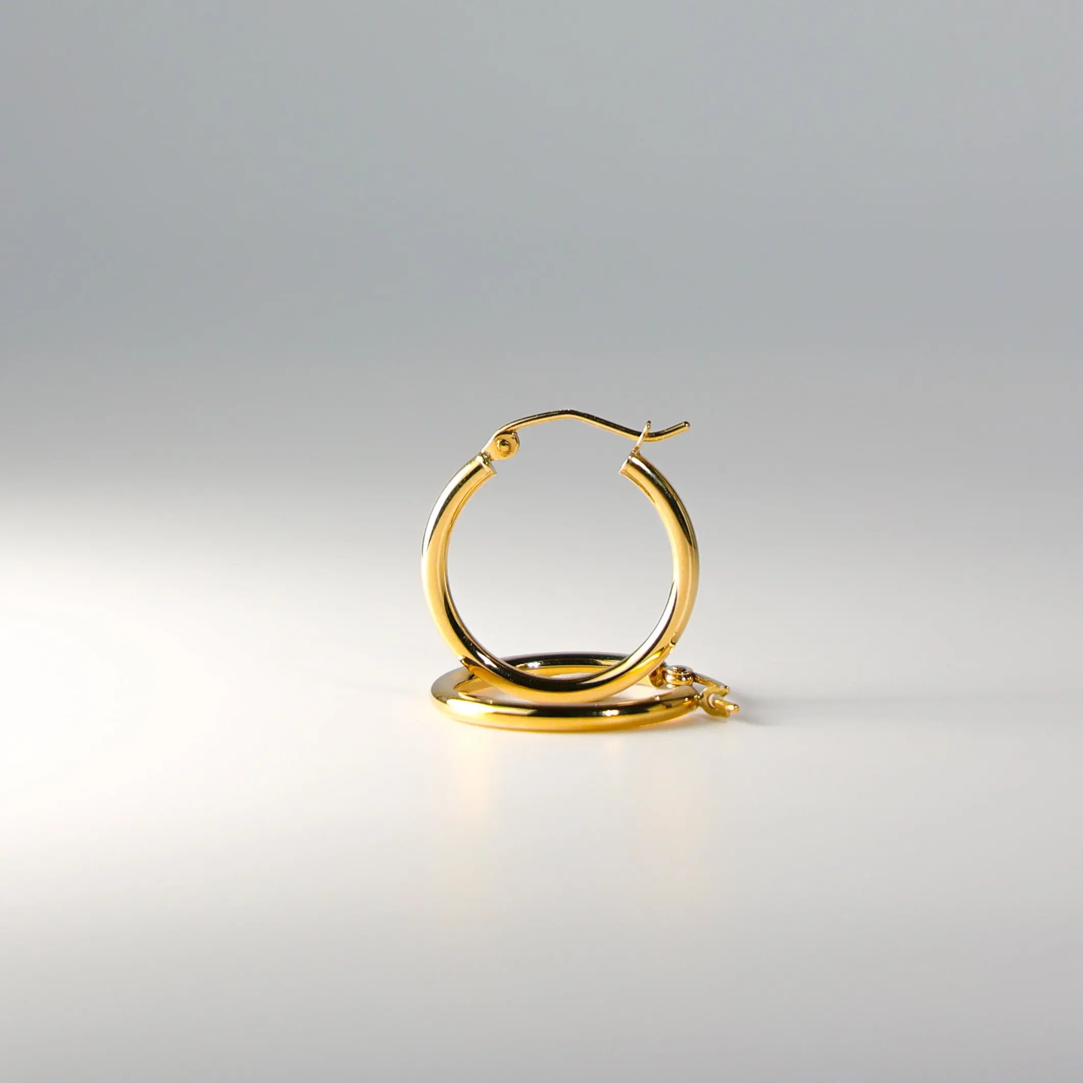 14K Gold 2mm Classic Plain Hoop Earrings (20mm) - Model 140
