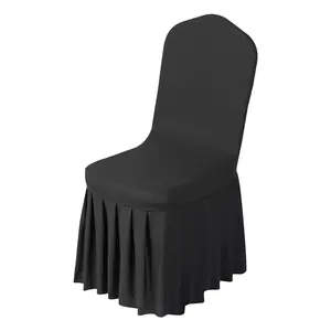 30 Pcs Black Chair Covers Set - Polyester Spandex Stretch Slipcovers For Wedding Banquet Party Dining Flat-Front Chairs, Universal Fit Up To 20.08 X 17.72 X 37.40 Inches, Ideal For Receptions, Hotels, Catering Events