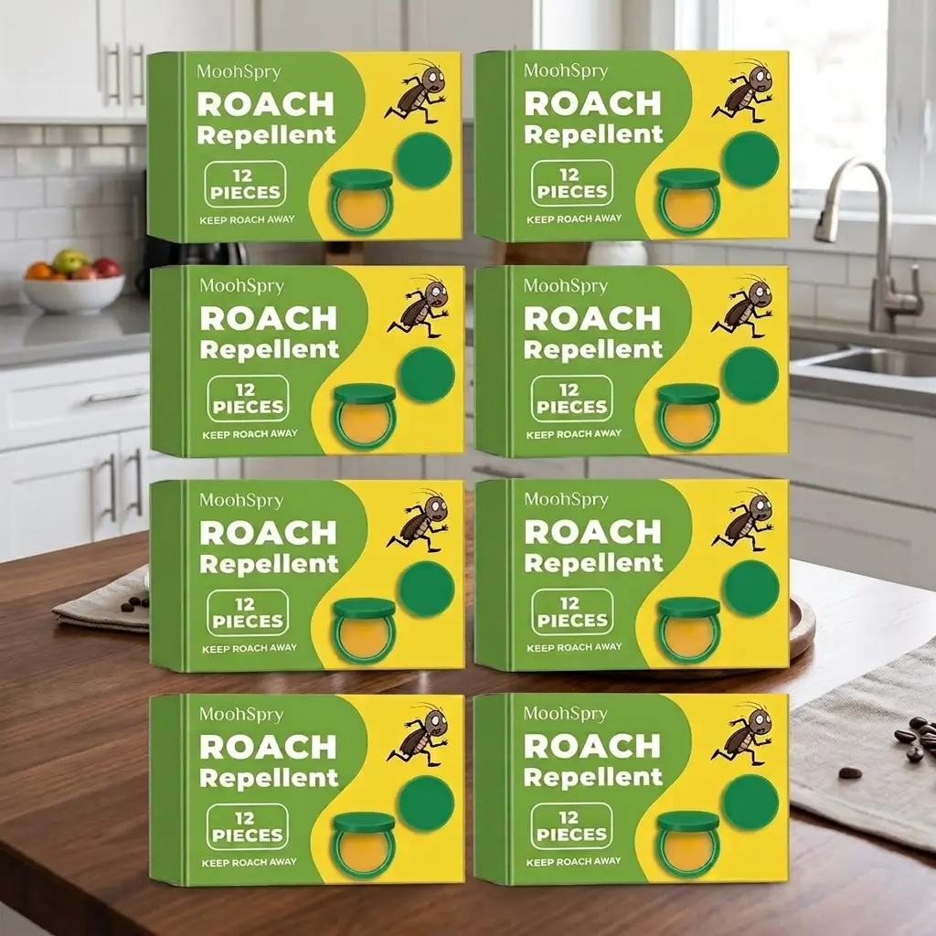 MoonSpry 8-Box (96-Piece) Pest Control Boxed Set - Powerful Cockroach Gel Bait, Rodent Repellent Pouches, Microfiber Floor Mop for Indoor/Outdoor Home Use (Kitchen, Dormitory) Multi-Surface Application
