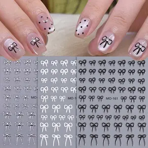 3 Sheets Bow Design 3D Matte Finish Nail Art Stickers, Korean Style Simple Bowknot DIY Self-Adhesive Nail Decals, Elegant Women's Manicure Decoration, Pe Material