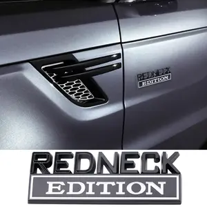 2PCS Word Redneck Edition Car Truck Fender Door Side 3D Letter Name Plate Emblem Badge Sticker Decal 80x30mm Exterior Decoration Accessories