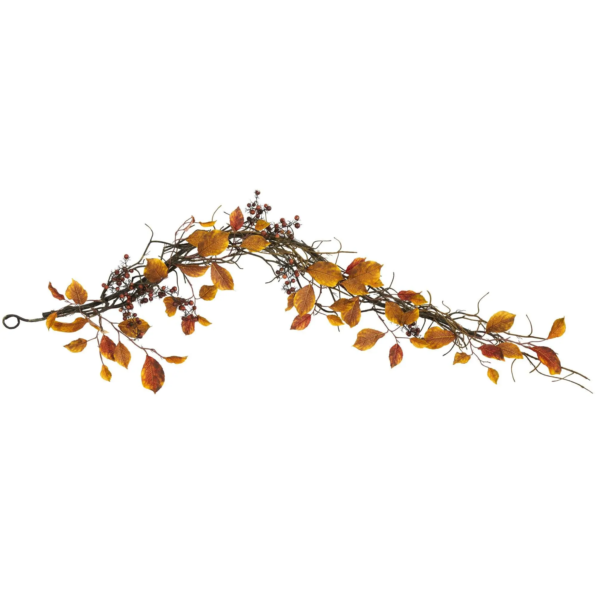 4ft Colorful Artificial Fall Foliage Garland with Erythrina Leaves, Vibrant Berries, Artificial Twigs, Harvest Hues - Synthetic Leaf Accents for Indoor, Autumn Decor, Fall Porch Decoration
