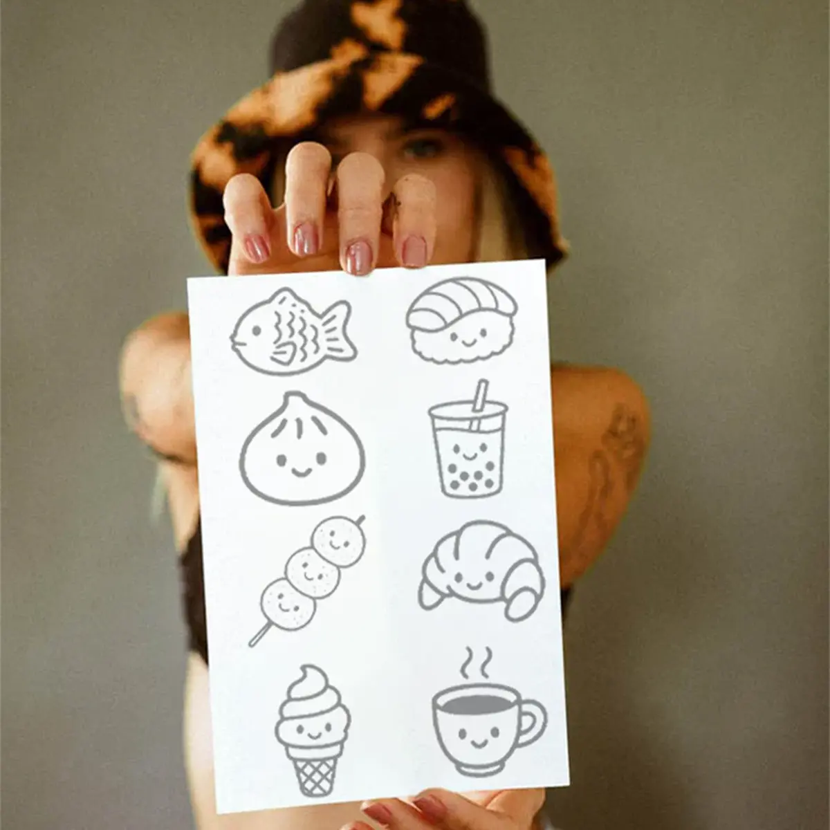 Cute Food Tattoo Pack – Kawaii Aesthetic Temporary Tattoos