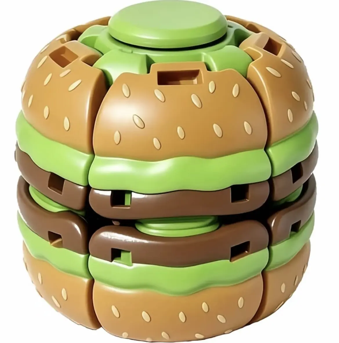 Burger Shape Push-and-Spin Fidget Toy, Colorful Layered Rotating Desk Toy, Portable Unisex Sensory Stress Relief Gift for Fidgeting Needs
