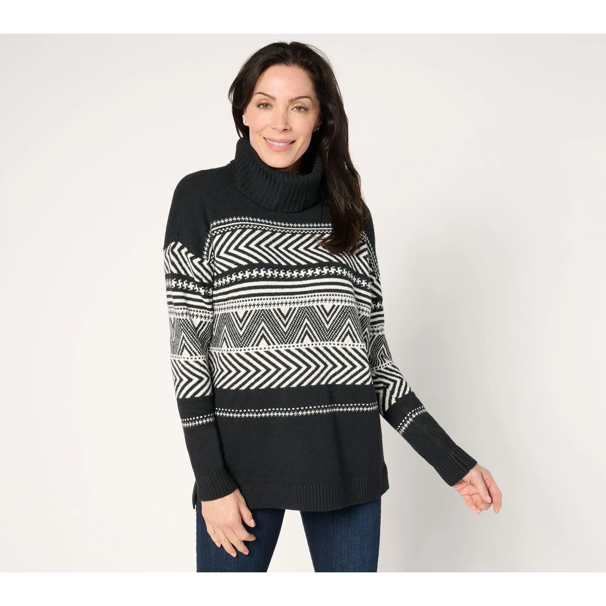 Denim & Co. Signature Regular Jacquard Tunic Sweater