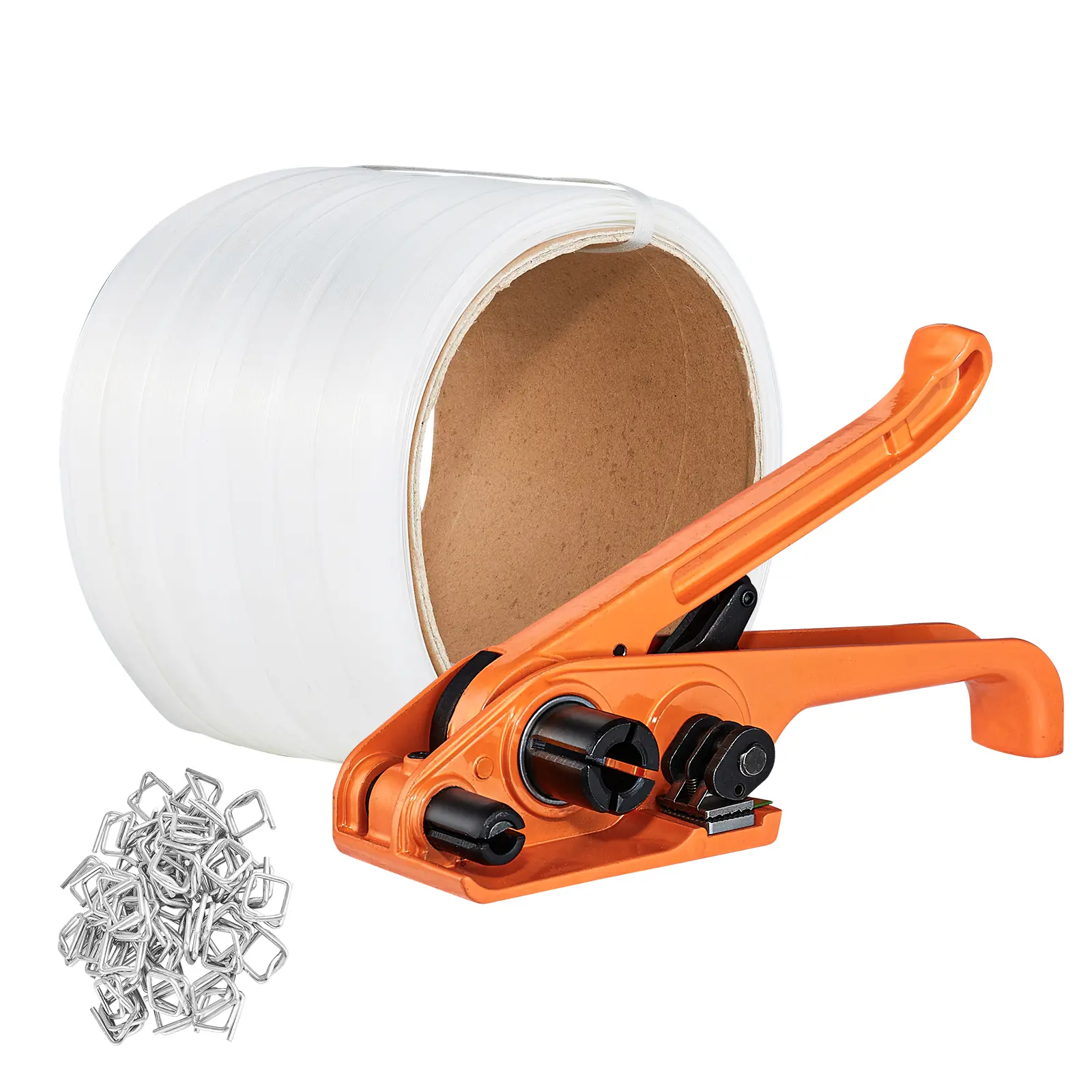 【DealsForYouDays】VEVOR Banding Strapping Kit with Strapping Tensioner Tool 328 ft Length Woven Strapping Cord Band100 Metal SealsPallet Packaging Strapping Banding KitBanding Packaging Strapping for Packing