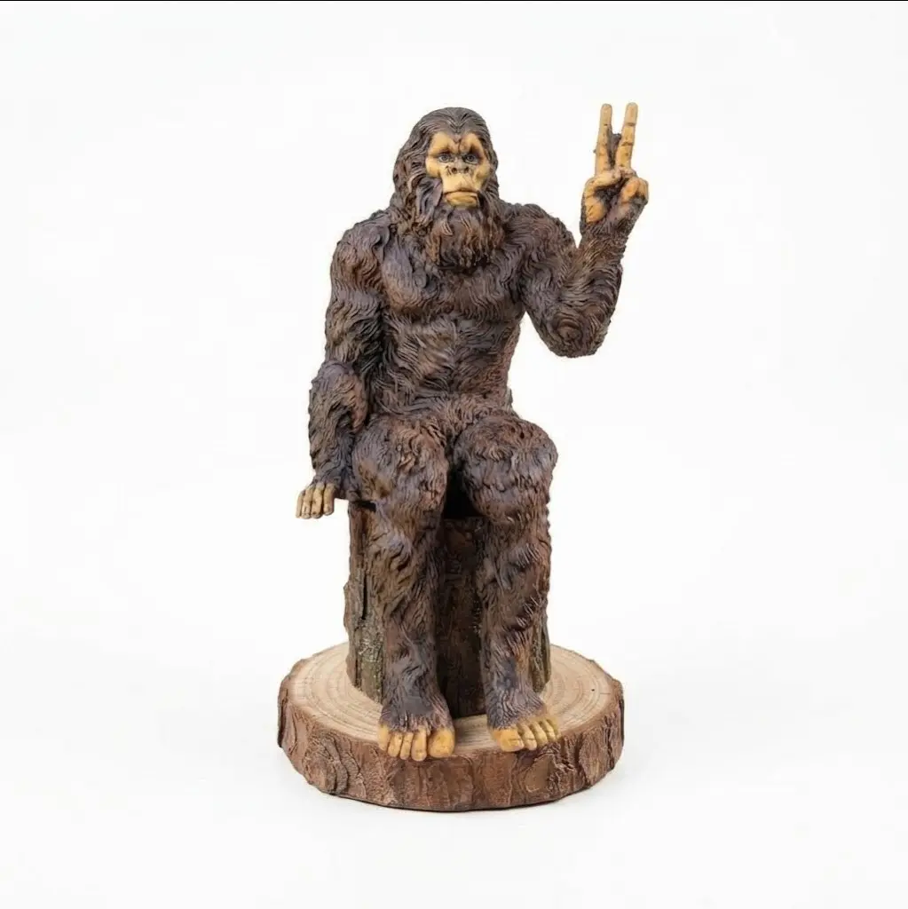 Hand-Painted Whimsical Peace Sign Cryptid Fun Shelf Sitter Figurine - Indoor/Outdoor Patio/Rail Accent, Ideal Gift for Enthusiasts, Garden Decor Supply Funny Sculpture, Weatherproof