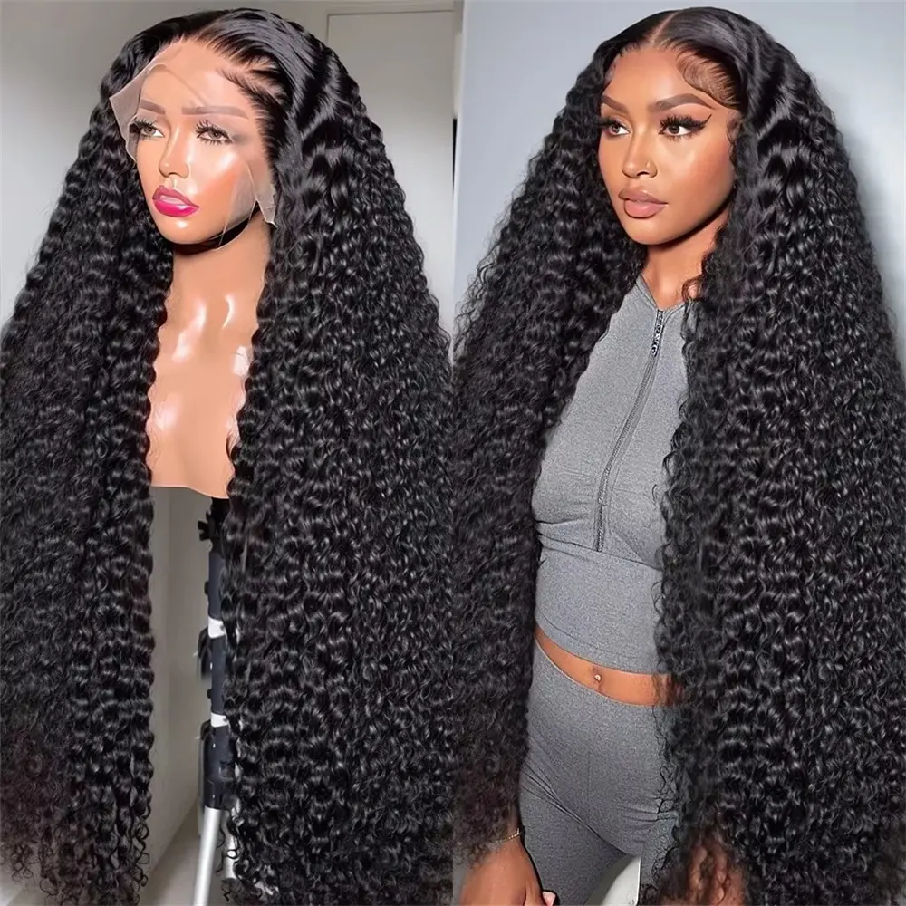 200 High Density 13x6 HD Transparent Lace Frontal Wigs Human Hair 30 36Inch Brazilian Deep Wave 13X4 Lace Frontal Wig