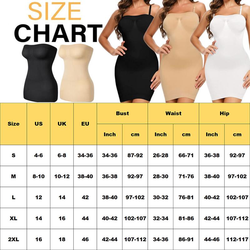 Women Strapless Shapewear Slip Tummy Control Seamless Body Shaper for Under Dresses Comfortable Compression