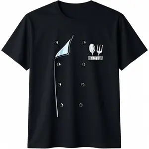 Chef Costume Coat Uniform Funny Cook Jacket for Cooking T-Shirt Graphic Menswear 100% Cotton Vintage Distressed Big Man Streetwear Top