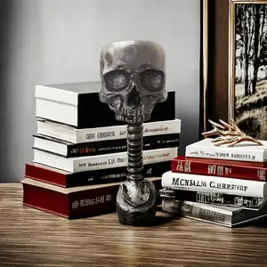 Realistic Resin Gothic Skull Decoration, Spinal Base Design, Indoor Decor, Cactus Plant Pot, Durable Bone Shape (halloween, Christmas)