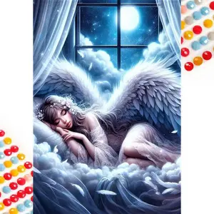 5D DIY Full Drill Diamond Painting - Diamond Art Kit Angel Cloud Mosaic Canvas DIY Wall Art, Home Wall Decoration