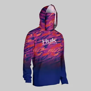 Mens UPF 50+ Fishing Shirts, Long Sleeve UV Sun Hoodie, Hiking Running Swim Athletic Workout Shirt