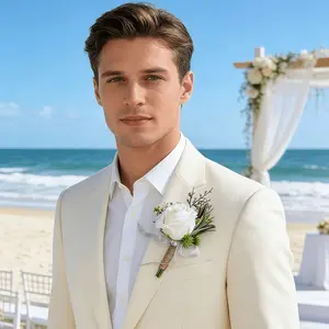 Artificial Rose Flower Boutonniere for Groom, Men's Wedding Flowers, Graduation Party Decoration, 3pcs/2pcs/1 Pc, Elegant Floral Accessory