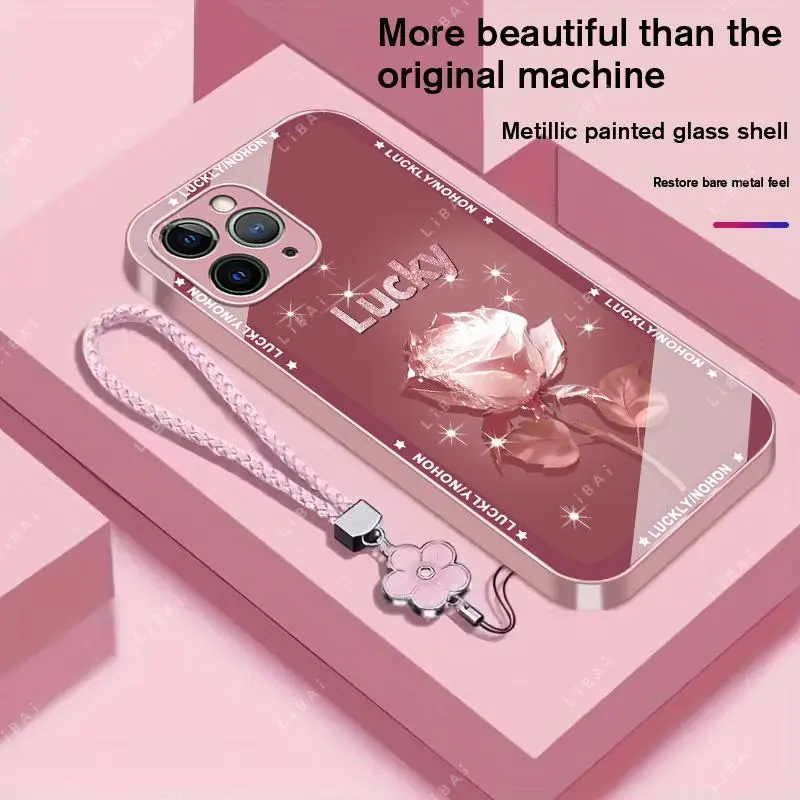 Suitable for [iPhone 11 Pro Max]Brand new premium phone case，free beautiful four-leaf clover lanyard，available in multiple colors， beautiful and high-class eleganceexquisite YM99