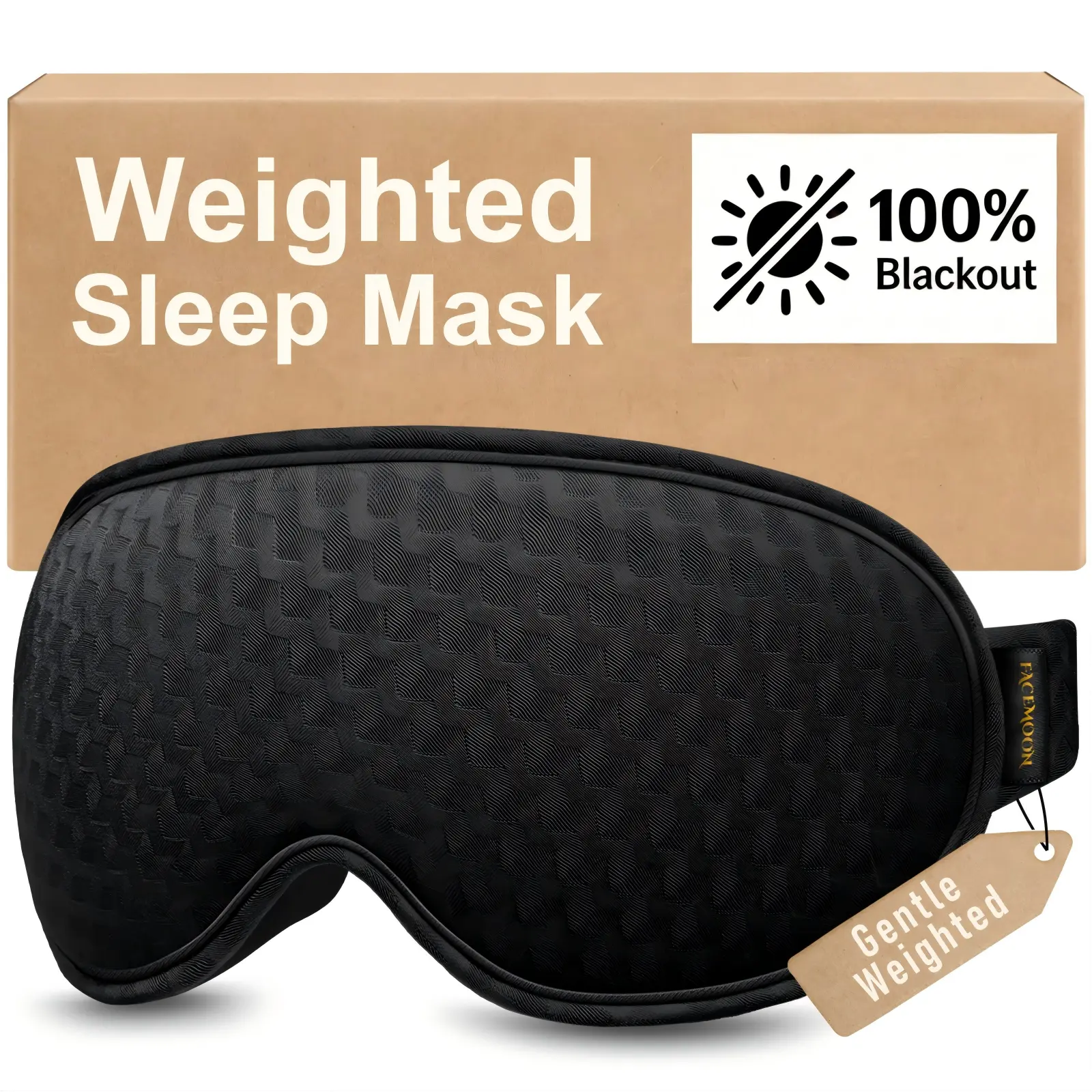 Blackout Weighted Sleep Eye Mask with Gift Box - 3D Contoured Gentle-Pressure Blindfold for Men & Women, No Eye Pressure, Breathable, Airplane Travel Essential