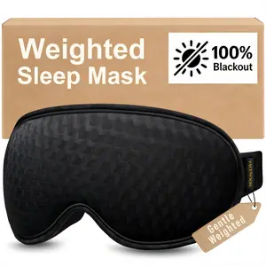 Blackout Weighted Eye Mask for Sleeping: 3D Contoured Gentle-Pressure Sleep Mask for Men & Women - Airplane Travel & Night Shift Essentials, Zero Eye Pressure, Breathable Blindfold, Black
