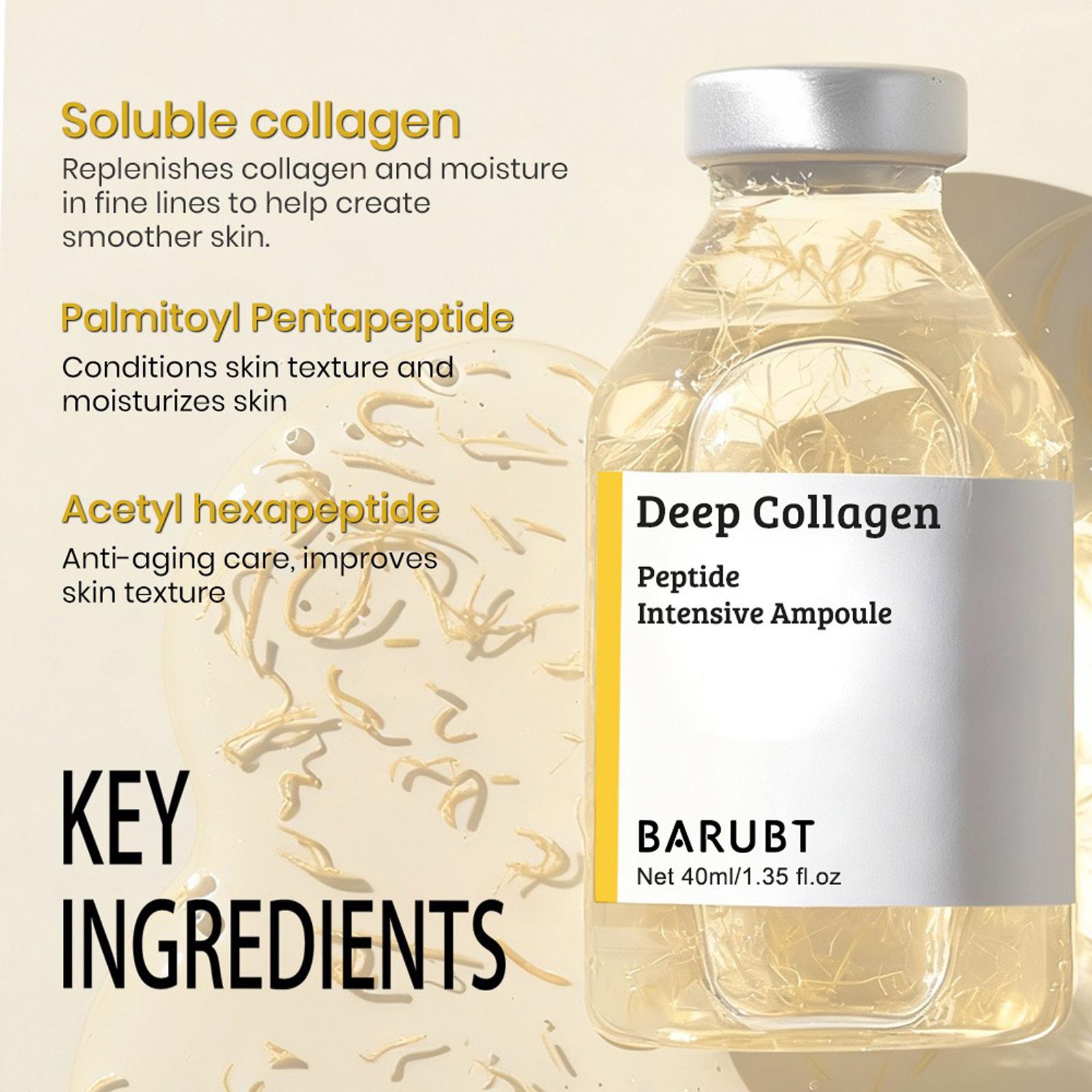 [BARUBT] Glass Skin Glow Bundle: Peptide Deep Collagen Lifting Ampoule Serum (40ml) & Hydrating Eye Patches with Niacinamide Hyaluronic Acid (30 Pairs). 72H Intense Hydration, Anti-Wrinkle, Firming & Dark Circle Care Daily Skincare Set