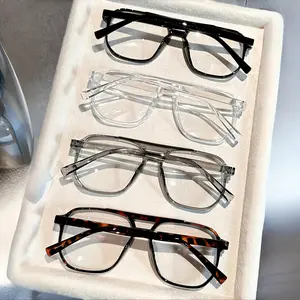 4 Pairs of Unisex Fashionable Multi-color Classic Vintage Double-bridge Geometric Frame Regular Decorative Glasses, Suitable for Shopping, Daily Use, Independence Day, Thanksgiving, and New Year