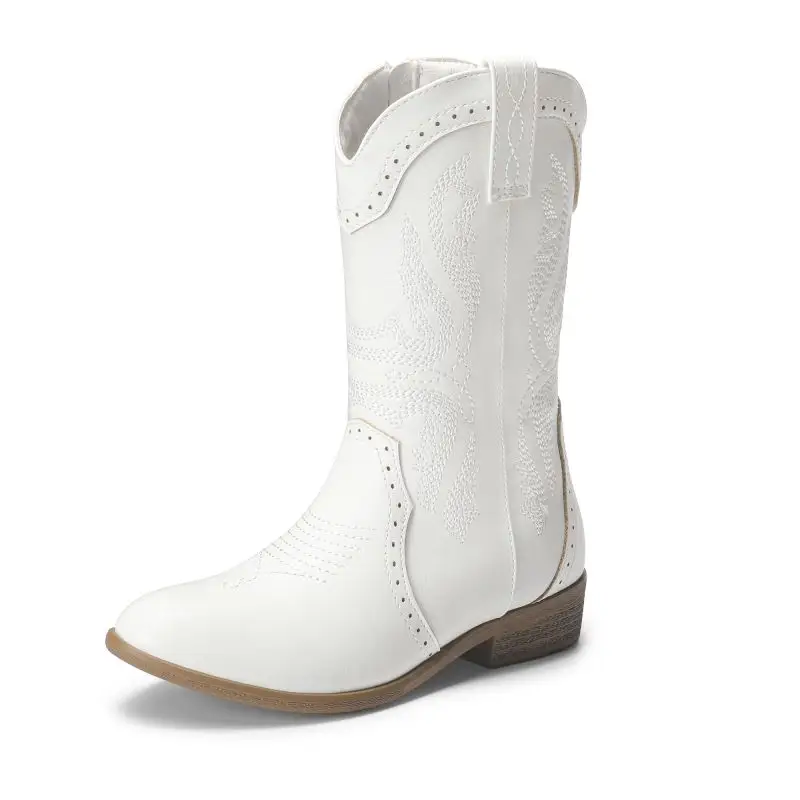 Dream Pairs Kids Embroidery Western Cowboy Boots