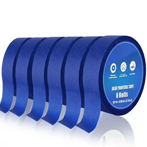6 Rolls Blue Painters Tape, Multi-Surface Masking Tape, 132 Yd   Tape for Use in Wall Painting, DIY Art Creation, Automobiles, Drafting, and Furniture (0.98 in x 22 Yd x 6)