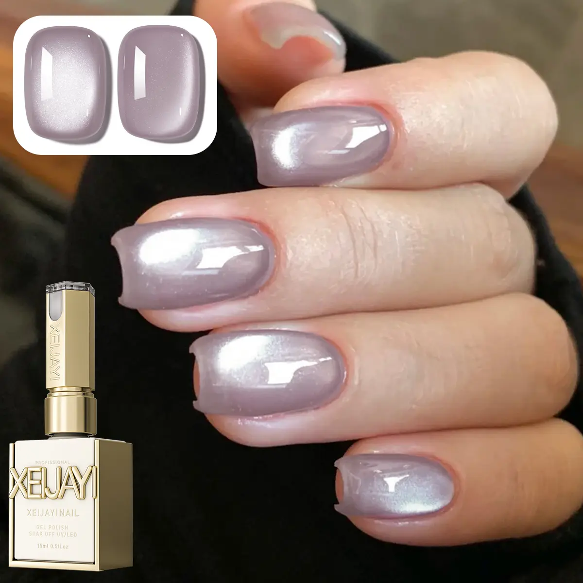 XEIJAYI 1PC 15ML 【TPO&HEMA Free】Lavender Silk Cat Eye Nail Gel Polish, No.02 Nine Purple Fire Magnetic LED Gel with Glossy Finish, Versatile DIY Salon Nail Art Supplies for Women, Festive Gift