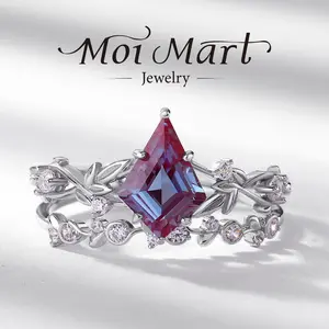 Mystic Twilight Synthetic Alexandrite Ring Color-changing lab gemstones in S925 Silver, Perfect Gift for Valentine's or unique jewelry fairy ring