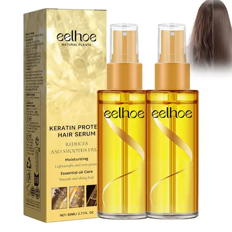 80ml Lightweight Glycerin Blend Keratin Liquid Serum Spray - Fresh Aroma, Deep Hydration, Nourishing, Anti-Frizz Styling, Shine Enhancing, Damaged Hair Fix for Dry/Damaged/All Hair Types, Women's Natural Haircare (Deep Conditioning Routine)