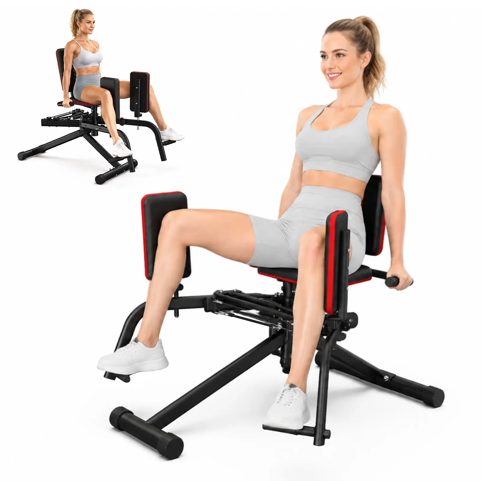 YAGUD 2-in-1 Hip Abductor and Adductor Machine, Inner and Outer Thigh Exercise Equipment, Leg Workout Machine for Home Gym