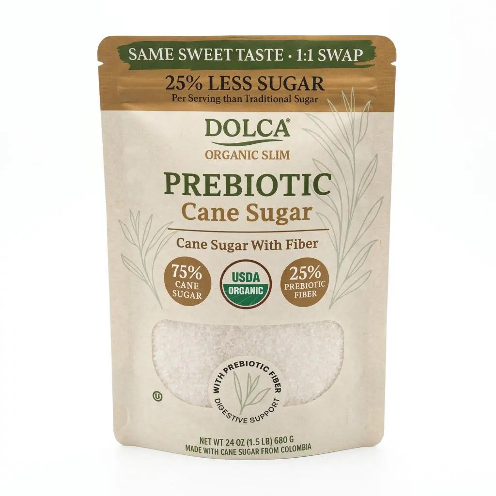 Organic Dolca Slim Prebiotic Cane Sugar for Baking, Made with Natural Fiber and Cane Sugar | Sweetener Swap, USDA Organic
