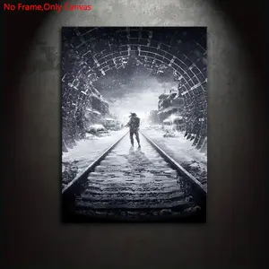 1 piece/set of frameless canvas painting print poster, classic realistic art, Metro Exodus Key art, cityscape print, gift for video game lovers, gift for bedroom, living room, kitchen, dormitory hallway, mural, wall decoration, room decoration